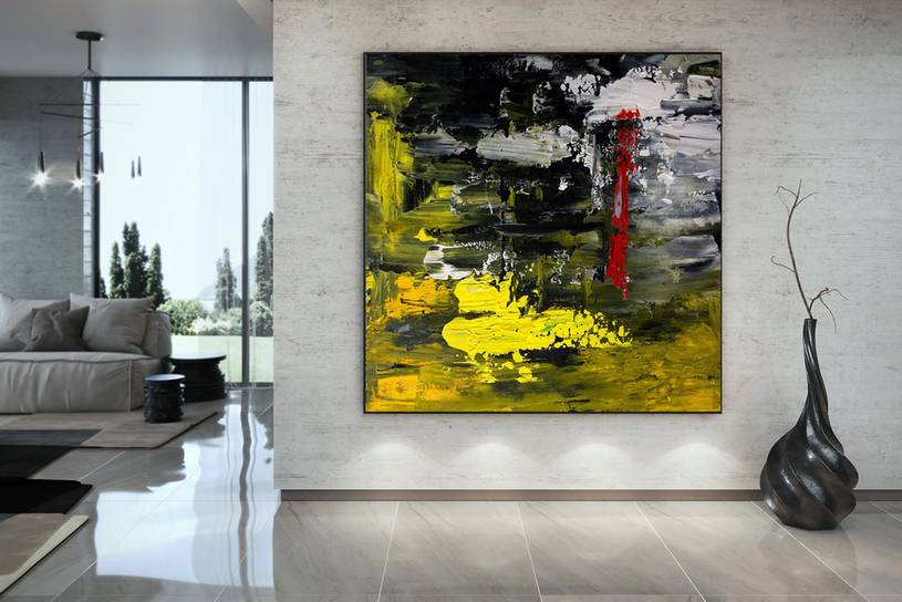 Red Yellow Black Office Abstract Canvas Wall Art K65VW wall art